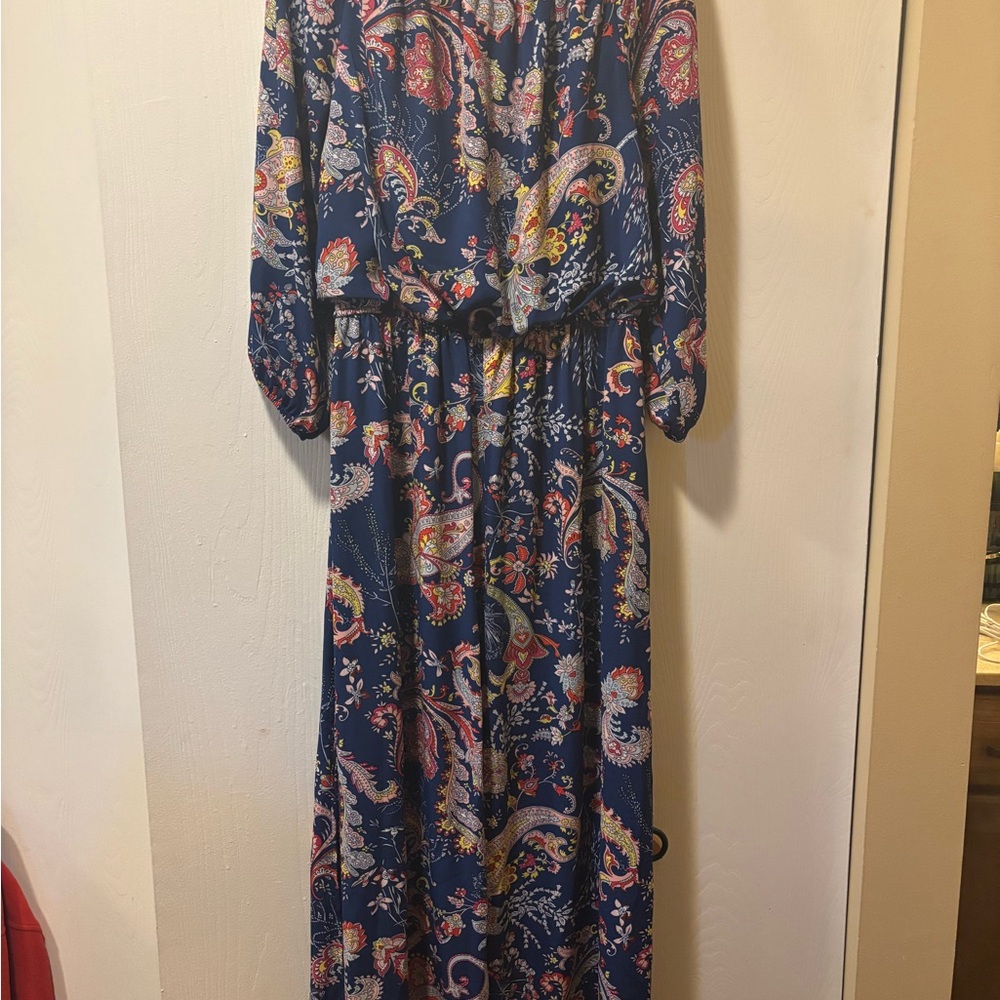 Bisou Bisou Navy Paisley Maxi Dress